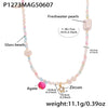 Handmade Oil Drop Flower Agate Abacus Beaded Clavicle Necklace For Girls Stainless Steel With Electroplating Geometric Shape