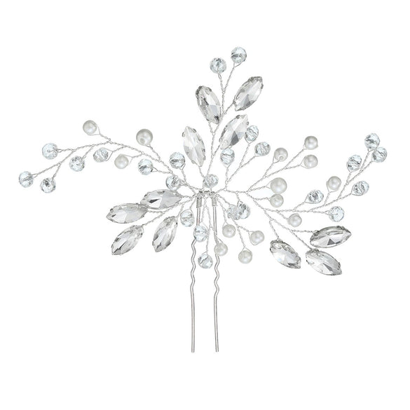 Handmade Pearl And Rhinestone Ushaped Hairpin With Flower Design Ancient Style Hair Accessories