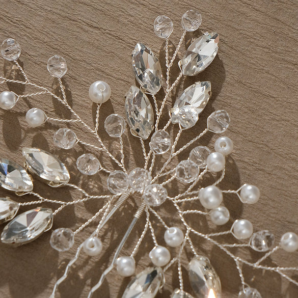 Handmade Pearl And Rhinestone Ushaped Hairpin With Flower Design Ancient Style Hair Accessories