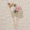 Handmade Pearl Ceramic Rose U Shaped Hairpin With Leaf Design Bridal Hair Accessory For Children