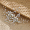 Handmade Pearl Crystal Alloy Hair Comb Bridal Hair Accessory With Leaf Design For Wedding And Cheongsam Styling