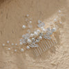 Handmade Pearl Crystal Alloy Hair Comb Bridal Hair Accessory With Leaf Design For Wedding And Cheongsam Styling