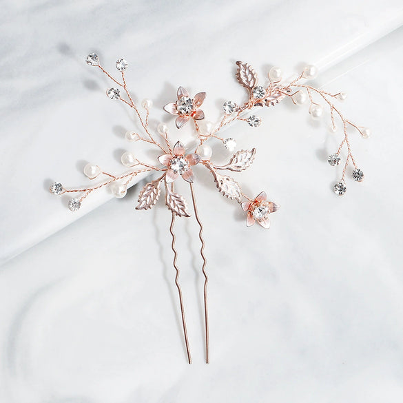 Handmade Pearl Flower Bridal Hairpin Ancient Style Alloy Hair Twister Elegant Headwear Hair Accessory