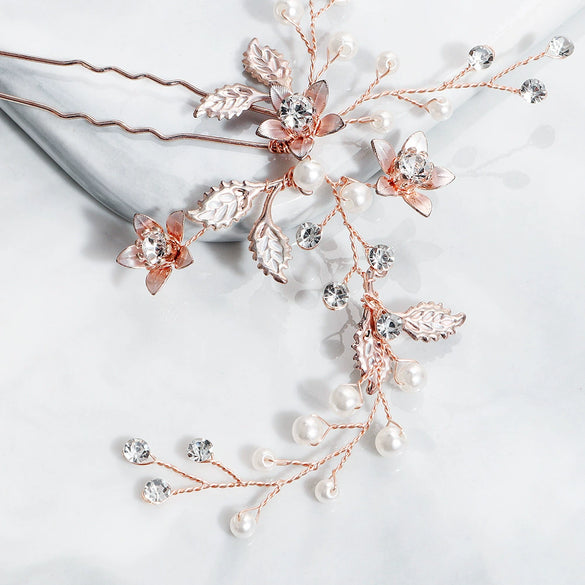Handmade Pearl Flower Bridal Hairpin Ancient Style Alloy Hair Twister Elegant Headwear Hair Accessory