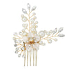 Handmade Pearl Hair Comb Alloy Rhinestone Flower Hair Accessory For Women And Children Electroplated Performance Headpiece