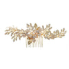 Handmade Pearl Hair Comb With Flower Leaf Design For Women As Wedding Hair Accessories