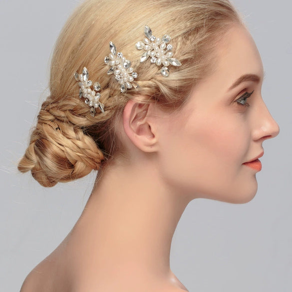 Handmade Pearl Hair Comb With Flower Pattern For Women