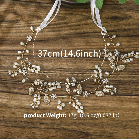 Handmade Pearl Leaf Bridal Hair Band Women's Hair Accessories