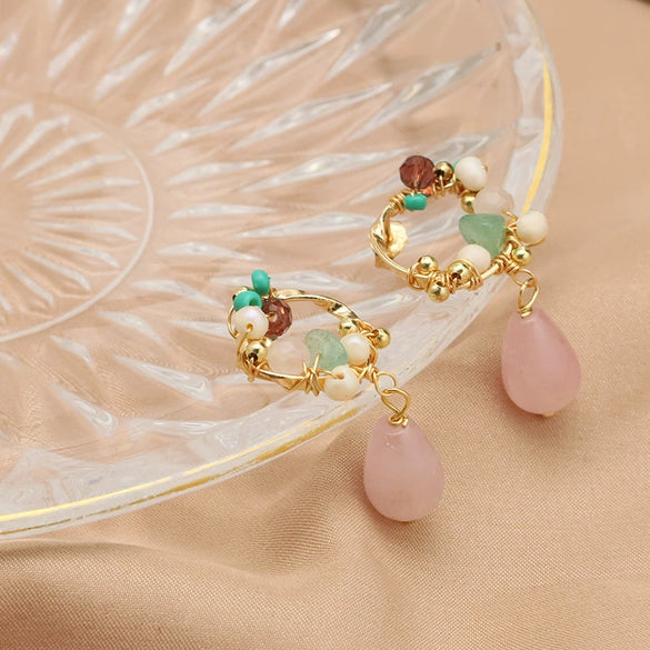 Handmade Pearl Water Drop Geometric Earrings For Women