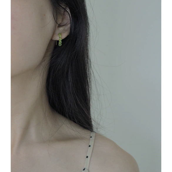 Handmade Peridot Dangle Earrings 14K Gold Ear Hooks Simple Fresh Elegant Women's Earrings