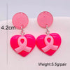 Handmade Pink Silk And Plastic Resin Heart Geometric Bow Earrings For Women
