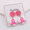 Handmade Pink Silk And Plastic Resin Heart Geometric Bow Earrings For Women