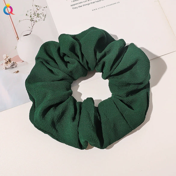 Handmade Plaid Fabric Scrunchie Hair Tie For Women Simple Ponytail Hair Accessory