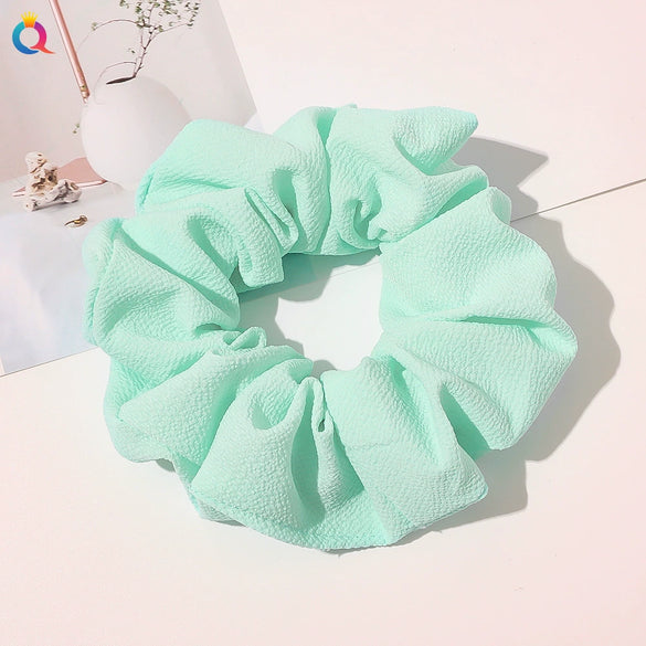 Handmade Plaid Fabric Scrunchie Hair Tie For Women Simple Ponytail Hair Accessory