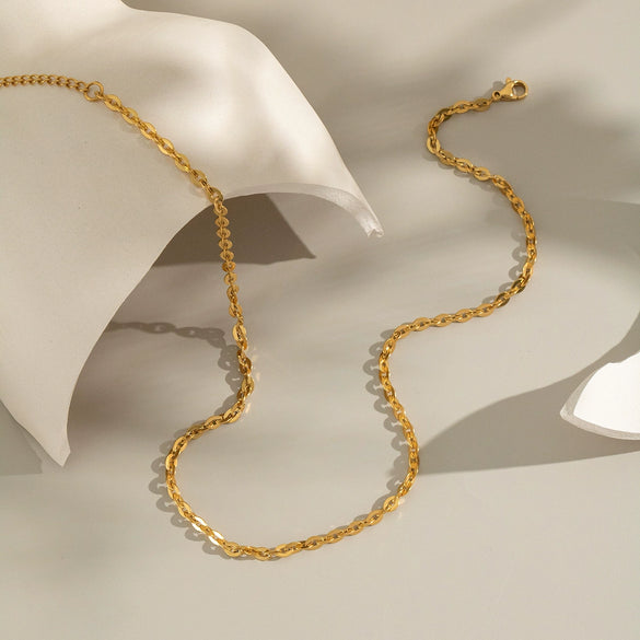 Handmade Plain Stainless Steel Chain Necklace For Girls With Geometric Pattern And Electroplating Process Waterproof Non Fading Environmentally Friendly Jewelry Accessories