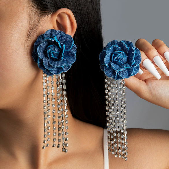 Handmade Plastic And Resin Flower Long Tassel Imitation Pearl Earrings For Women