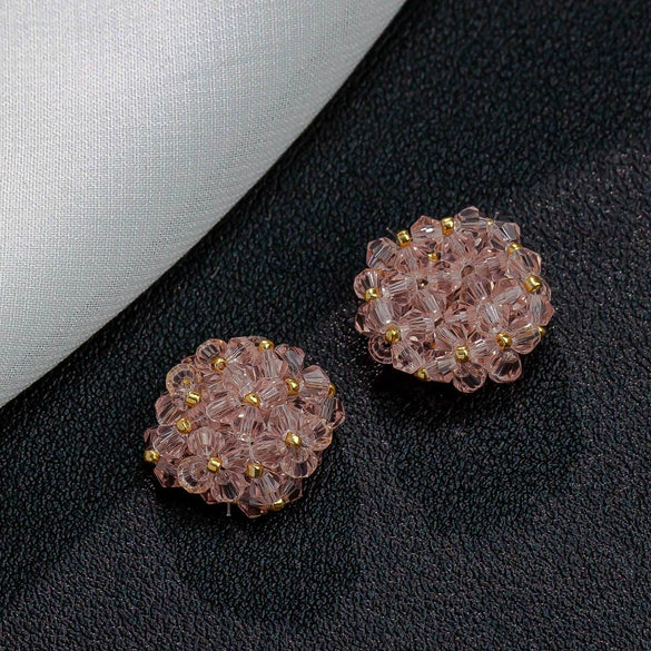 Handmade Plastic Resin Pearl Crystal Flower Earrings And Headwear Accessories