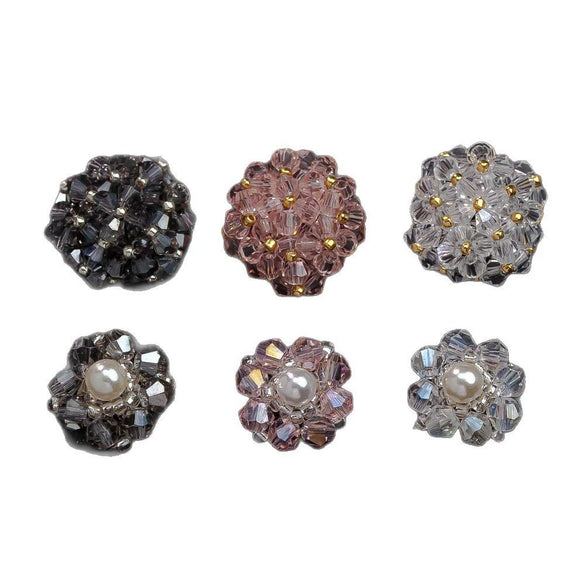 Handmade Plastic Resin Pearl Crystal Flower Earrings And Headwear Accessories