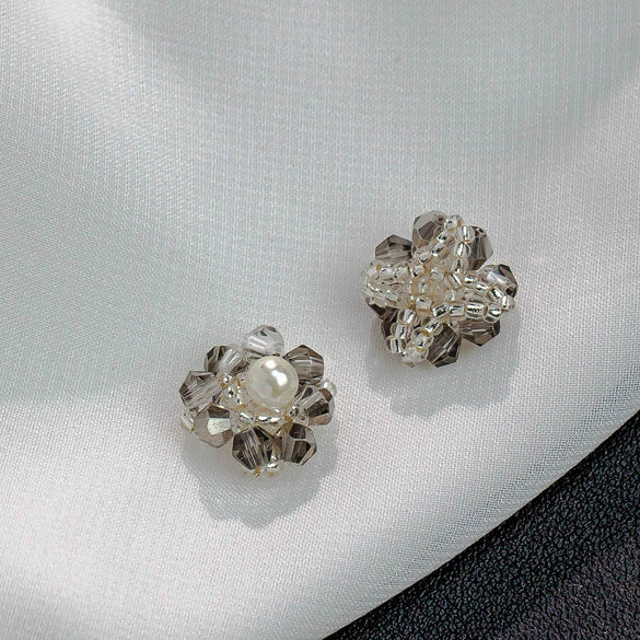 Handmade Plastic Resin Pearl Crystal Flower Earrings And Headwear Accessories