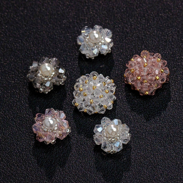 Handmade Plastic Resin Pearl Crystal Flower Earrings And Headwear Accessories