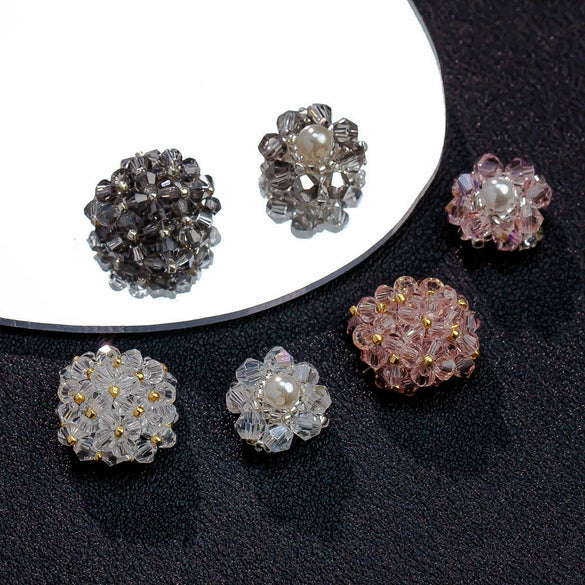 Handmade Plastic Resin Pearl Crystal Flower Earrings And Headwear Accessories