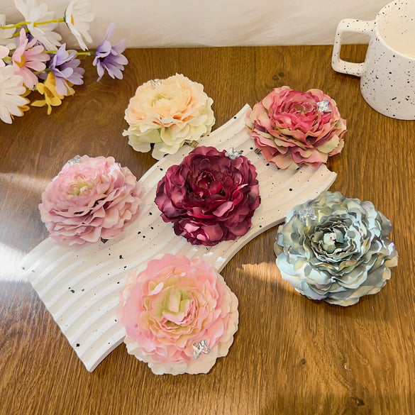 Handmade Plastic Rose Flower Clip Hairpin For Women With Butterfly Fabric Small Fresh Style