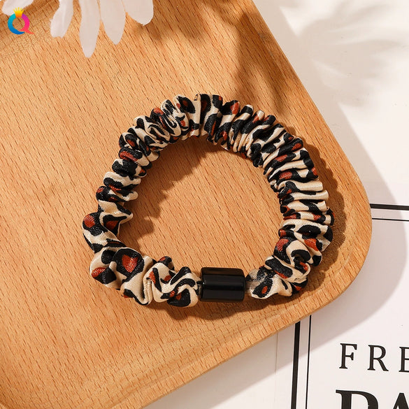 Handmade Pleated Fabric Scrunchie Ponytail Holder With Ball Detail For Women Solid Color Hair Tie