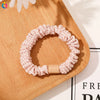 Handmade Pleated Fabric Scrunchie Ponytail Holder With Ball Detail For Women Solid Color Hair Tie