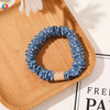 Handmade Pleated Fabric Scrunchie Ponytail Holder With Ball Detail For Women Solid Color Hair Tie