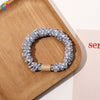 Handmade Pleated Fabric Scrunchie Ponytail Holder With Ball Detail For Women Solid Color Hair Tie