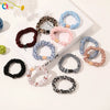Handmade Pleated Fabric Scrunchie Ponytail Holder With Ball Detail For Women Solid Color Hair Tie