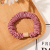 Handmade Pleated Fabric Scrunchie Ponytail Holder With Ball Detail For Women Solid Color Hair Tie