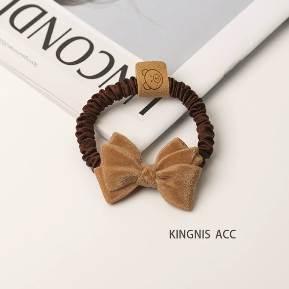 Handmade Plush Bowknot Scrunchie Cloth Hair Ring High Elastic Hair Tie Fashion Headwear For Women