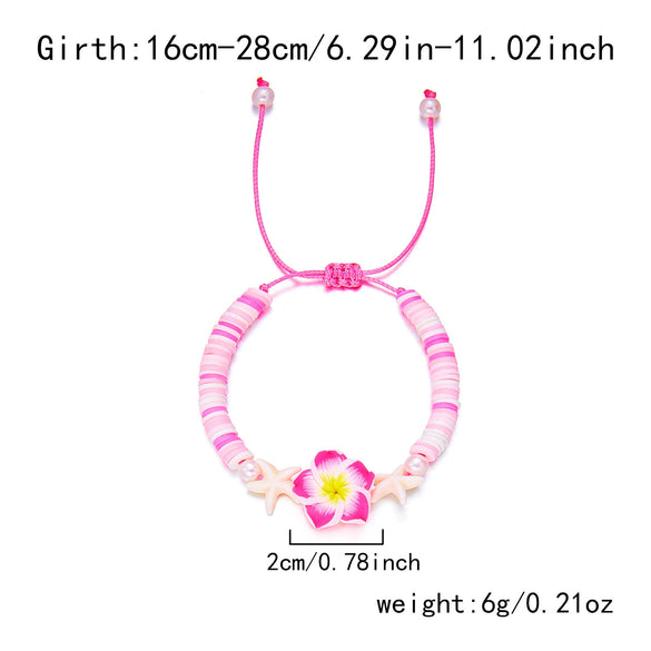 Handmade Polymer Clay Bracelet With Flower Animal Zodiac Patterns For Women