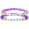 Handmade Polymer Clay Letter Bracelet Set Purple Text Pattern Fan Support Hand Jewelry For Women And Unisex