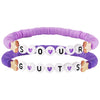 Handmade Polymer Clay Letter Bracelet Set Purple Text Pattern Fan Support Hand Jewelry For Women And Unisex