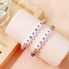 Handmade Polymer Clay Letter Bracelet Set Purple Text Pattern Fan Support Hand Jewelry For Women And Unisex