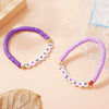 Handmade Polymer Clay Letter Bracelet Set Purple Text Pattern Fan Support Hand Jewelry For Women And Unisex