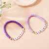 Handmade Polymer Clay Letter Bracelet Set Purple Text Pattern Fan Support Hand Jewelry For Women And Unisex