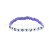 Handmade Polymer Clay Letter Bracelet Set Purple Text Pattern Fan Support Hand Jewelry For Women And Unisex