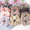 Handmade Printed Chiffon Floral Scrunchie Hair Tie With High Elasticity Fabric Ponytail Holder