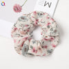Handmade Printed Chiffon Floral Scrunchie Hair Tie With High Elasticity Fabric Ponytail Holder