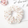 Handmade Printed Chiffon Floral Scrunchie Hair Tie With High Elasticity Fabric Ponytail Holder