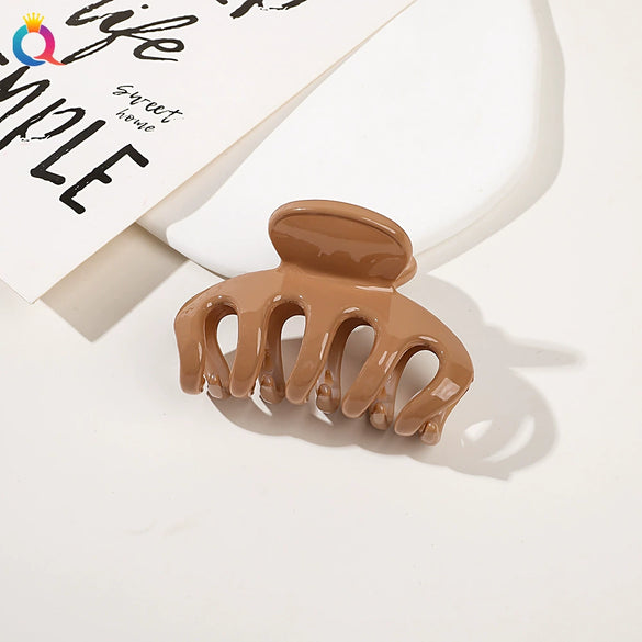 Handmade Pumpkin Shaped Fabric And Iron Hair Claw Clip For Women With Frosted Finish Wholesale Hair Accessory