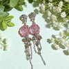 Handmade Resin Flower Tassel Earrings For Women Sweet Style Statement Earrings With Plastic Floral Design