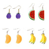 Handmade Resin Fruit Earrings For Women Cute Grape Banana Orange And Watermelon Foodinspired Ear Jewelry