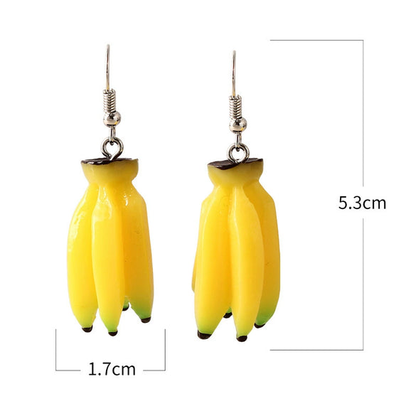 Handmade Resin Fruit Earrings For Women Cute Grape Banana Orange And Watermelon Foodinspired Ear Jewelry