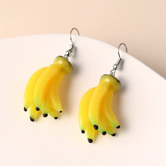 Handmade Resin Fruit Earrings For Women Cute Grape Banana Orange And Watermelon Foodinspired Ear Jewelry