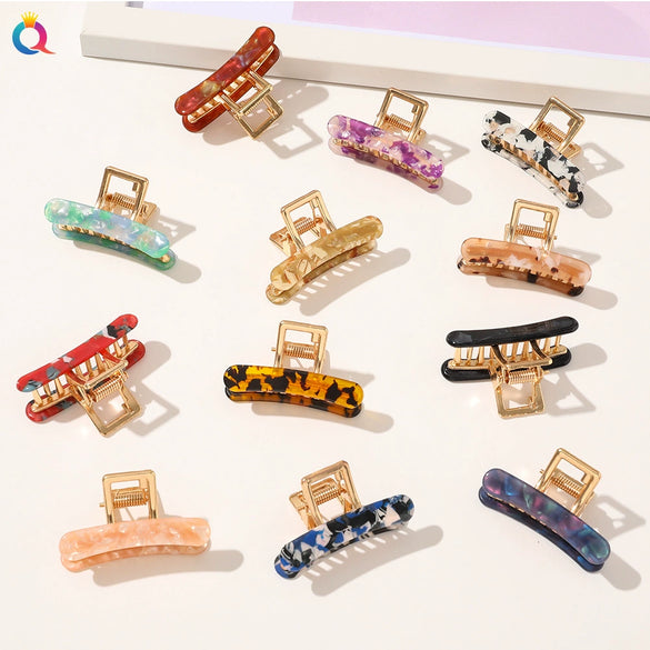 Handmade Retro Acrylic Geometric Hair Claw Clip For Women With Acetate Style Design