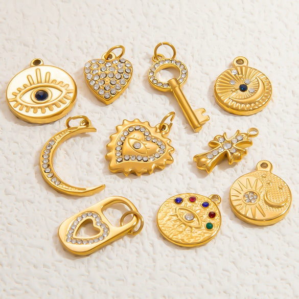 Handmade Retro Geometric Stainless Steel Jewelry Accessories With Electroplating And Totem Pattern For Necklace Pendant